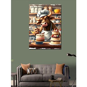 Kanvas Tablo Tatlı Pastacı İnek 50x70 cm