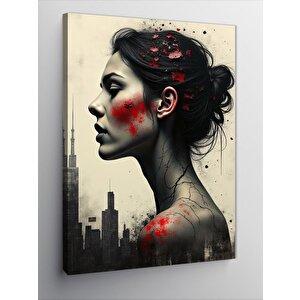 Kanvas Tablo Kırmızı Boyalı Kadın 70x100 cm