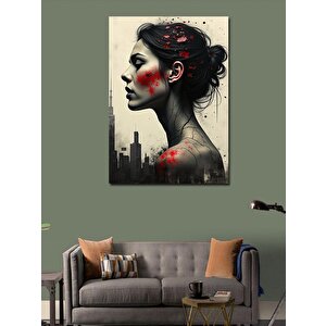 Kanvas Tablo Kırmızı Boyalı Kadın 70x100 cm