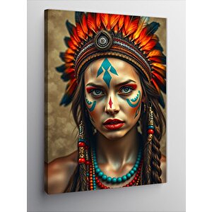 Kanvas Tablo Kızılderili Savaşçı Kadın 70x100 cm