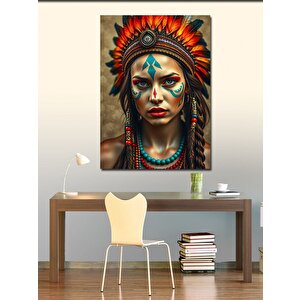 Kanvas Tablo Kızılderili Savaşçı Kadın 70x100 cm