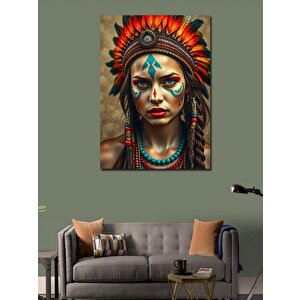 Kanvas Tablo Kızılderili Savaşçı Kadın 70x100 cm