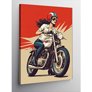 Kanvas Tablo Motosiklet Tutkusu Kadını 70x100 cm