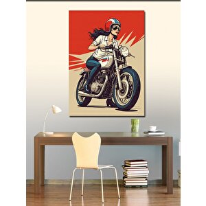 Kanvas Tablo Motosiklet Tutkusu Kadını 70x100 cm
