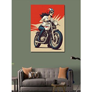 Kanvas Tablo Motosiklet Tutkusu Kadını 70x100 cm