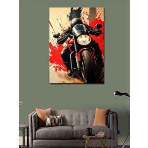 Kanvas Tablo Hızlı Siyah Motosiklet 70x100 cm