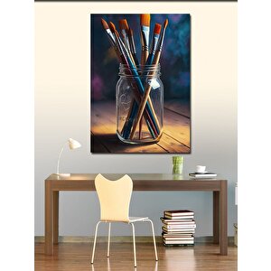 Kanvas Tablo Fırçalarla Sanat Vazosu 70x100 cm
