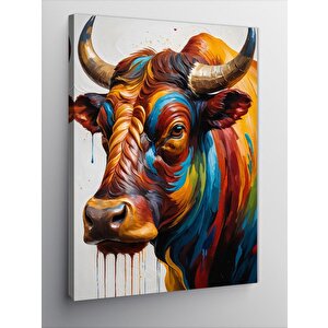 Kanvas Tablo Renkli Güçlü Boğa 70x100 cm
