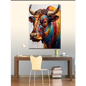 Kanvas Tablo Renkli Güçlü Boğa 70x100 cm
