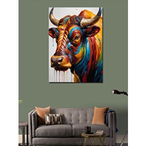 Kanvas Tablo Renkli Güçlü Boğa 70x100 cm