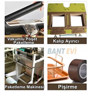 Teflon Bant 50mmx10mt Teflon Kaplı Cam Kumaşı Ptfe Vakum Makinesi Bandı