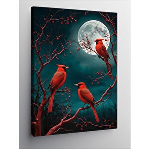 Kanvas Tablo Kızıl Kuş Geceleyin 50x70 cm