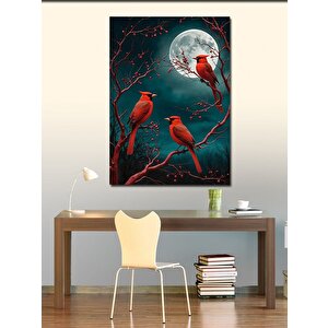 Kanvas Tablo Kızıl Kuş Geceleyin 50x70 cm