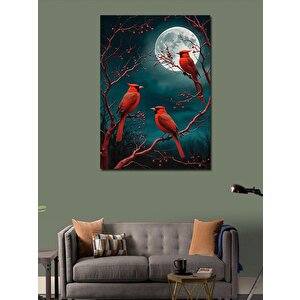 Kanvas Tablo Kızıl Kuş Geceleyin 50x70 cm