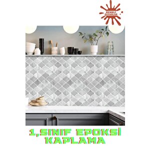 30×30cm Arabesk Çini Epoksi 1 Adet 3d Yapışkanlı Duvar Kaplama Paneli Mutfak Banyo Salon Ofis Döşeme