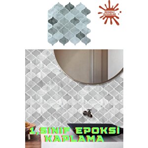 30×30cm Arabesk Çini Epoksi 1 Adet 3d Yapışkanlı Duvar Kaplama Paneli Mutfak Banyo Salon Ofis Döşeme