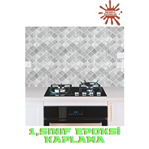 30×30cm Arabesk Çini Epoksi 1 Adet 3d Yapışkanlı Duvar Kaplama Paneli Mutfak Banyo Salon Ofis Döşeme