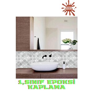 30×30cm Arabesk Çini Epoksi 1 Adet 3d Yapışkanlı Duvar Kaplama Paneli Mutfak Banyo Salon Ofis Döşeme