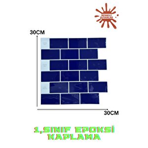 30×30cm Safir Tuğla Epoksi 1 Adet 3d Yapışkanlı Duvar Kaplama Paneli Mutfak Banyo Salon Ofis Döşeme