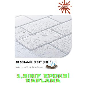 30×30cm White Stone Epoksi 1 Adet 3d Yapışkanlı Kaplama Duvar Sticker Panel Mutfak Banyo Salon Ofis