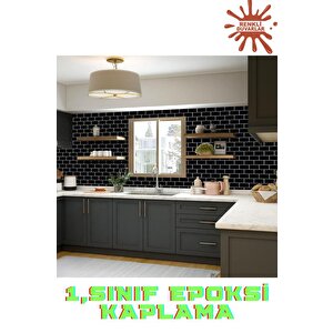 30×30cm Siyah Tuğla Epoksi 1 Adet 3d Yapışkanlı Duvar Kaplama Paneli Mutfak Banyo Salon Ofis Döşeme