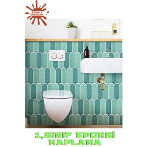 30×30cm Sütun Yeşil Epoksi 1 Adet 3d Yapışkanlı Duvar Kaplama Paneli Mutfak Banyo Salon Ofis Döşeme