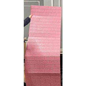 70x500cm (3,5 M2) 1 Adet Pembe Kendinden Yapışkanlı Duvar Kağıdı Esnek Köpük Paneli 3d Tuğla Desen
