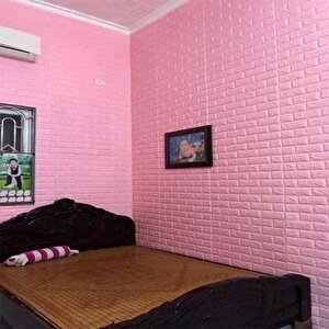 70x500cm (3,5 M2) 1 Adet Pembe Kendinden Yapışkanlı Duvar Kağıdı Esnek Köpük Paneli 3d Tuğla Desen