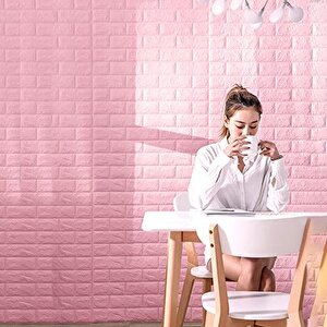 70x500cm (3,5 M2) 1 Adet Pembe Kendinden Yapışkanlı Duvar Kağıdı Esnek Köpük Paneli 3d Tuğla Desen