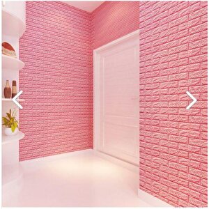70x500cm (3,5 M2) 1 Adet Pembe Kendinden Yapışkanlı Duvar Kağıdı Esnek Köpük Paneli 3d Tuğla Desen