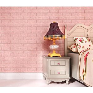 70x500cm (3,5 M2) 1 Adet Pembe Kendinden Yapışkanlı Duvar Kağıdı Esnek Köpük Paneli 3d Tuğla Desen