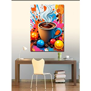 Kanvas Tablo Bardakta Renkli Kahve 50x70 cm