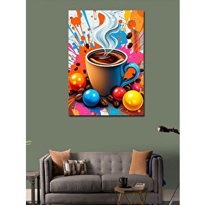 Kanvas Tablo Bardakta Renkli Kahve 50x70 cm