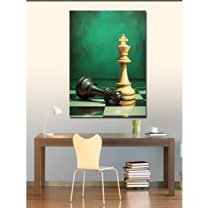 Kanvas Tablo Yeşil Satranç Hamlesi 100x140 cm