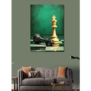 Kanvas Tablo Yeşil Satranç Hamlesi 100x140 cm