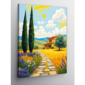 Kanvas Tablo Lavanta Tarlasında Yol 70x100 cm