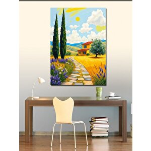 Kanvas Tablo Lavanta Tarlasında Yol 70x100 cm