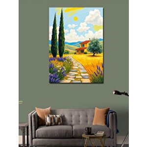 Kanvas Tablo Lavanta Tarlasında Yol 70x100 cm