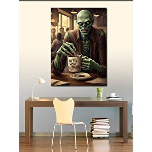 Kanvas Tablo Zombi Ve Kahve 70x100 cm