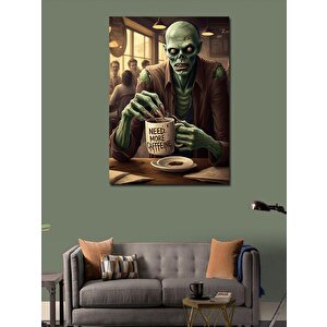 Kanvas Tablo Zombi Ve Kahve 70x100 cm