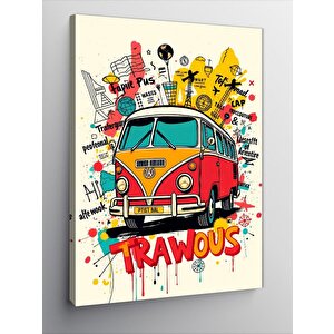 Kanvas Tablo Renkli Çizim Karavan 50x70 cm