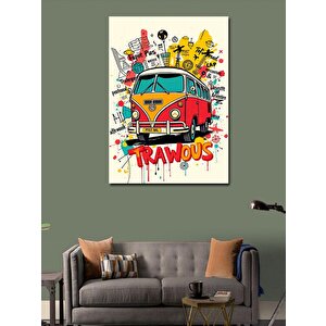 Kanvas Tablo Renkli Çizim Karavan 50x70 cm
