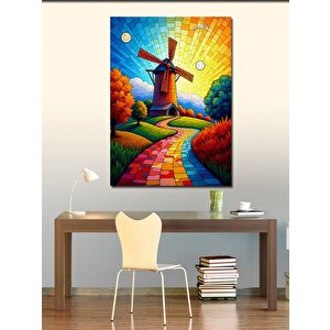 Kanvas Tablo Renkli Yeldeğirmeni Yolu 100x140 cm