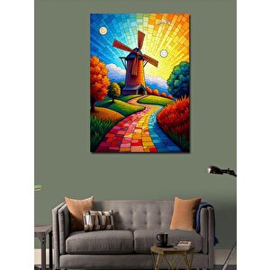 Kanvas Tablo Renkli Yeldeğirmeni Yolu 100x140 cm