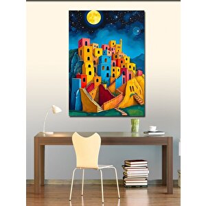 Kanvas Tablo Renkli Evler 100x140 cm