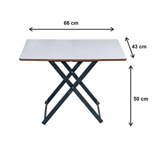 Katlanır Mdf Kamp Masası Metal Ayaklı Kamp Tipi Ortadan Katlanır Beyaz Kamp Ve Hobi Masası