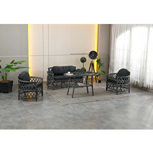 Berlin, 2+1+1 Rattan Bahçe Mobilyası, Antrasit