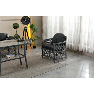 Berlin, 2+1+1 Rattan Bahçe Mobilyası, Antrasit