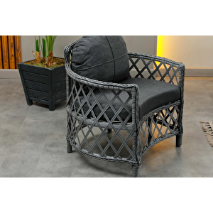 Berlin, 2+1+1 Rattan Bahçe Mobilyası, Antrasit