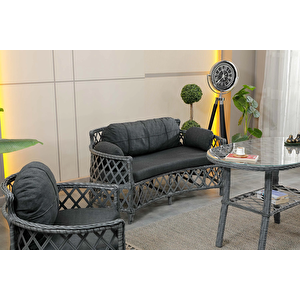 Berlin, 2+1+1 Rattan Bahçe Mobilyası, Antrasit